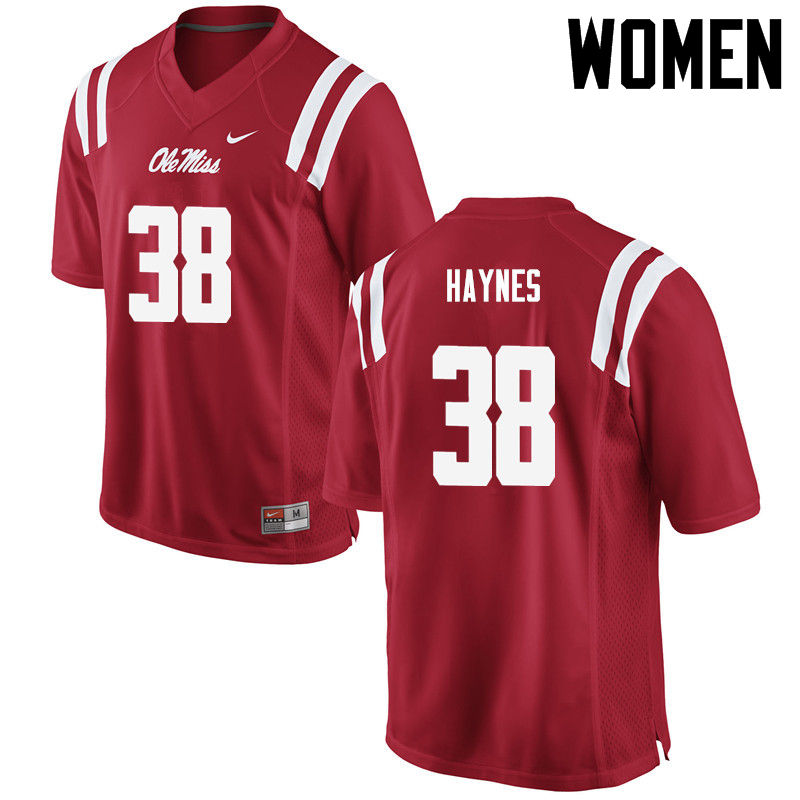 Marquis Haynes Ole Miss Rebels NCAA Women's Red #38 Stitched Limited College Football Jersey YAN5758DN